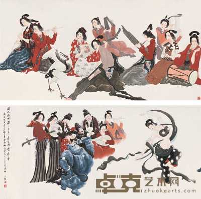 李冰神 戊寅（1998年作） 唐宫歌舞 横幅 86×353cm